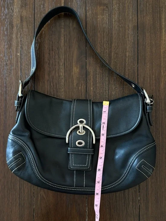 Y2K Vintage Coach Black Silver Buckle Soho Large Shoulder Purse Leather RARE - Picture 8 of 8